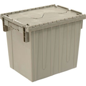 Plastic Attached Lid Shipping & Storage Container 18"L x 13"W x 15"H, Gray