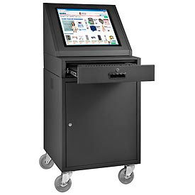 Mobile LCD Console Computer Cabinet, Black