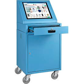 Mobile LCD Console Computer Cabinet, Blue