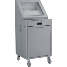 Mobile LCD Console Computer Cabinet, Dark Gray