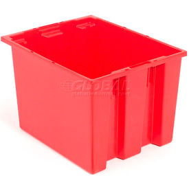 Plastic Stack & Nest Storage Container, No Lid, 19-1/2"Lx15-1/2"Wx13"H, Red