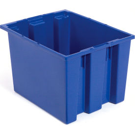 Plastic Stack & Nest Storage Container, No Lid, 23-1/2"Lx15-1/2"Wx12"H, Blue