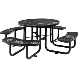 46" Round Picnic Table, Expanded Metal, Black