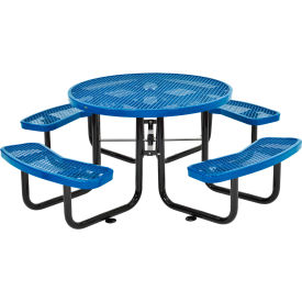 46" Round Picnic Table, Expanded Metal, Blue