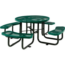46" Round Picnic Table, Expanded Metal, Green