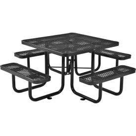 46" Square Picnic Table, Expanded Metal, Black