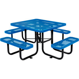 46" Square Picnic Table, Expanded Metal, Blue