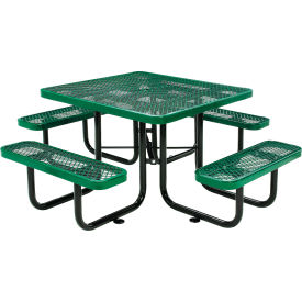 46" Square Picnic Table, Expanded Metal, Green
