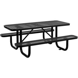 6' Rectangular Picnic Table, Expanded Metal, Black
