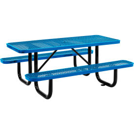 6' Rectangular Picnic Table, Expanded Metal, Blue