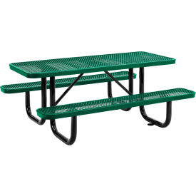 6' Rectangular Picnic Table, Expanded Metal, Green