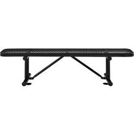 6' Outdoor Steel Flat Bench, Expanded Metal, Black