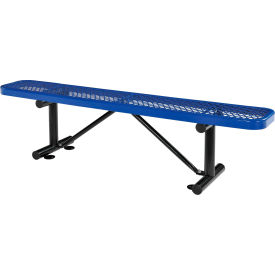 6' Outdoor Steel Flat Bench, Expanded Metal, Blue