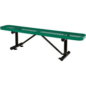 6' Outdoor Steel Flat Bench, Expanded Metal, Green