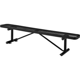 8' Outdoor Steel Flat Bench, Expanded Metal, Black