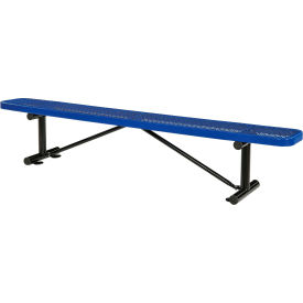 8' Outdoor Steel Flat Bench, Expanded Metal, Blue