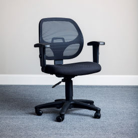 Office Chair With Mid Back & Adjustable Arms, Black
