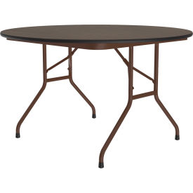 48" Round Melamine Folding Table, Walnut