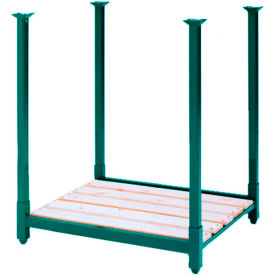 Portable Stack Rack, Wood Deck, 48"W X 48"D X 36"H, Green