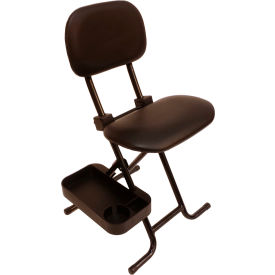 Sit-Stand Folding Stool, Vinyl Seat, Black