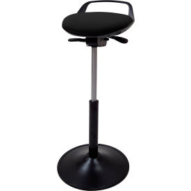 Sit-Stand Service Desk Perch Stool with Handle, 22"-32" Seat Height, Black