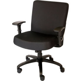 Big & Tall Heavy-Duty Office Chair, 19-1/2"H Back, Fabric, Black