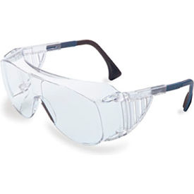 Uvex Ultra-Spec Safety Spectacle, Adjustable Temple, Side Shields, Anti-Scratch, Black/Clear
