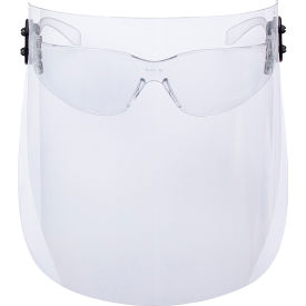 Disposable Face Shield with Clip-On Eyewear, PU, 11"L x 7"W x 3/16" Thick, Clear, Pack of 24