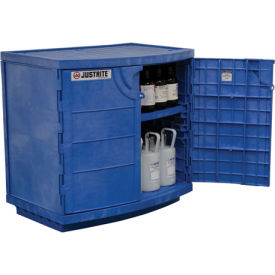 8.5 Gallon Poly Acid Cabinet, Manual Close, 2 Door, 36"W x 25"D x 35"H, Blue
