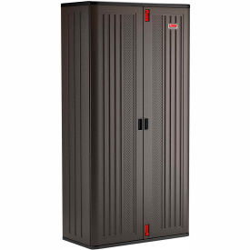 Plastic Mega Tall Storage Cabinet, 40"W x 20-1/4"D x 80-1/4"H, Gray, Unassembled