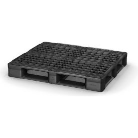 Rackable FDA Grade Plastic Open Deck Pallet, 6 Runner, 4-Way, 48" x 40", 4400 Lb Static Cap, Black