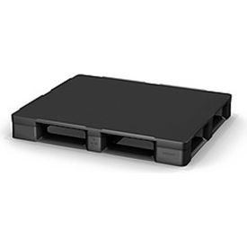 FDA Grade Plastic Closed Deck Pallet, 6 Runner, 4-Way, 48" x 40", 4400 Lb Static Cap, Black