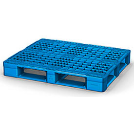 Rackable FDA Grade Plastic Open Deck Pallet, 48" x 40", 4400 Lb Static Cap, Blue