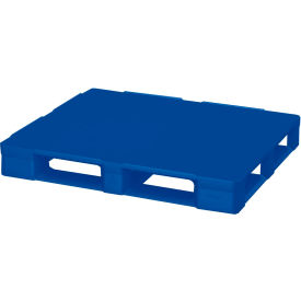 Plastic Closed Deck Pallet, 6 Runner, 4-Way, 48" x 40", 4400 Lb Static Cap, Blue