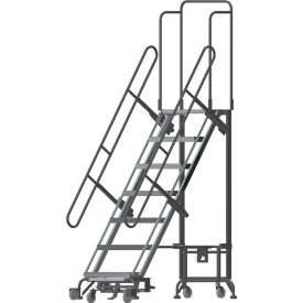 Foldable Hybrid Rolling Ladder with Docking Station, 7 Steps, 12" Top Step, 450 lb. Capacity