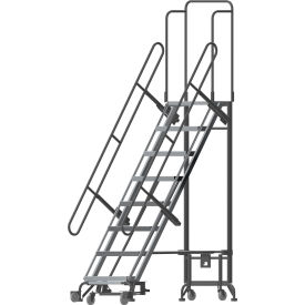 Foldable Hybrid Rolling Ladder with Docking Station, 8 Steps, 12" Top Step, 450 lb. Capacity