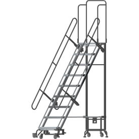 Foldable Hybrid Rolling Ladder with Docking Station, 9 Steps, 12"D Top Step, 450 lb. Cap.