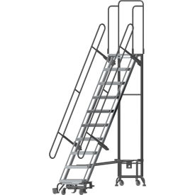 Foldable Hybrid Rolling Ladder With Docking Station, 10 Steps, 12"D Top Step, 450 lb. Cap.