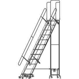 Foldable Hybrid Rolling Ladder W/ Docking Station, 12 Steps, 12"D Top Step, 450 lb. Cap.