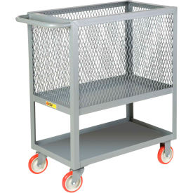 Raised Platform Box Trucks w/Lower Shelf, 4 Mesh Sides 24x48, Poly Wheels