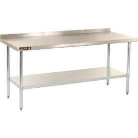 430 Stainless Steel Table, 48 x 24", Undershelf, 2-1/4" Backsplash, 18 Gauge