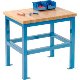Standard Shop Stand, Maple Butcher Block Square Edge, 18"W x 24"D x 24"H, Blue
