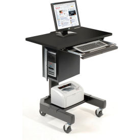 Mobile Computer Cart, 27"W x 24-1/2"D x 41"H, Black