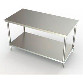 304 Stainless Steel Table, 60 x 30", Adjustable Undershelf, 18 Gauge