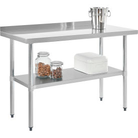 430 Stainless Steel Table, 48 x 24", Undershelf, 2" Backsplash