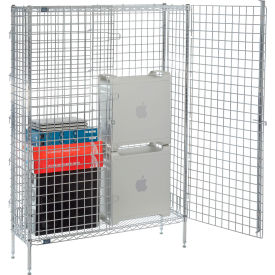 Security Wire Shelving Unit, Open Cage, 48"Wx14"Dx66"H, Chrome, Unassembled