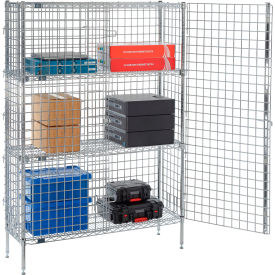 Security Wire Shelving Unit, 2 Quick Adjust Shelves, 48"Wx14"Dx66"H, Chrome, Unassembled