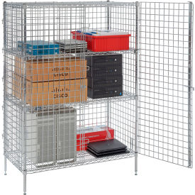 Security Wire Shelving Unit, 1 Quick Adjust Shelf, 48"Wx24"Dx66"H, Chrome, Unassembled