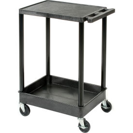 Flat Top Shelf 2 Shelf Plastic Cart 32x24 4" Casters 400 Lb.