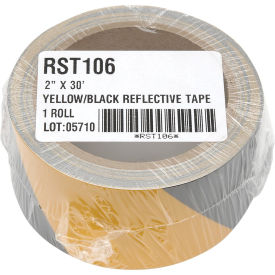 Safety Tape Reflective Striped Yellow/Black, 2"W x 30'L, 1 Roll
